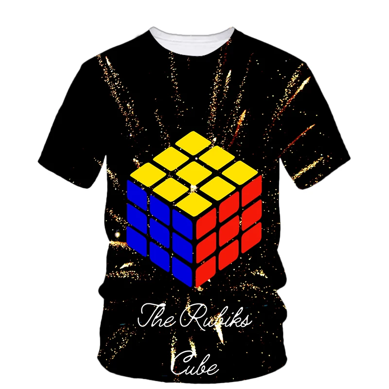 Rubik Cube  3D Printing T Shirt Man Summer O-Neck Short Sleeve Oversized Top Casual Tee Loose Streetwear Harajaku