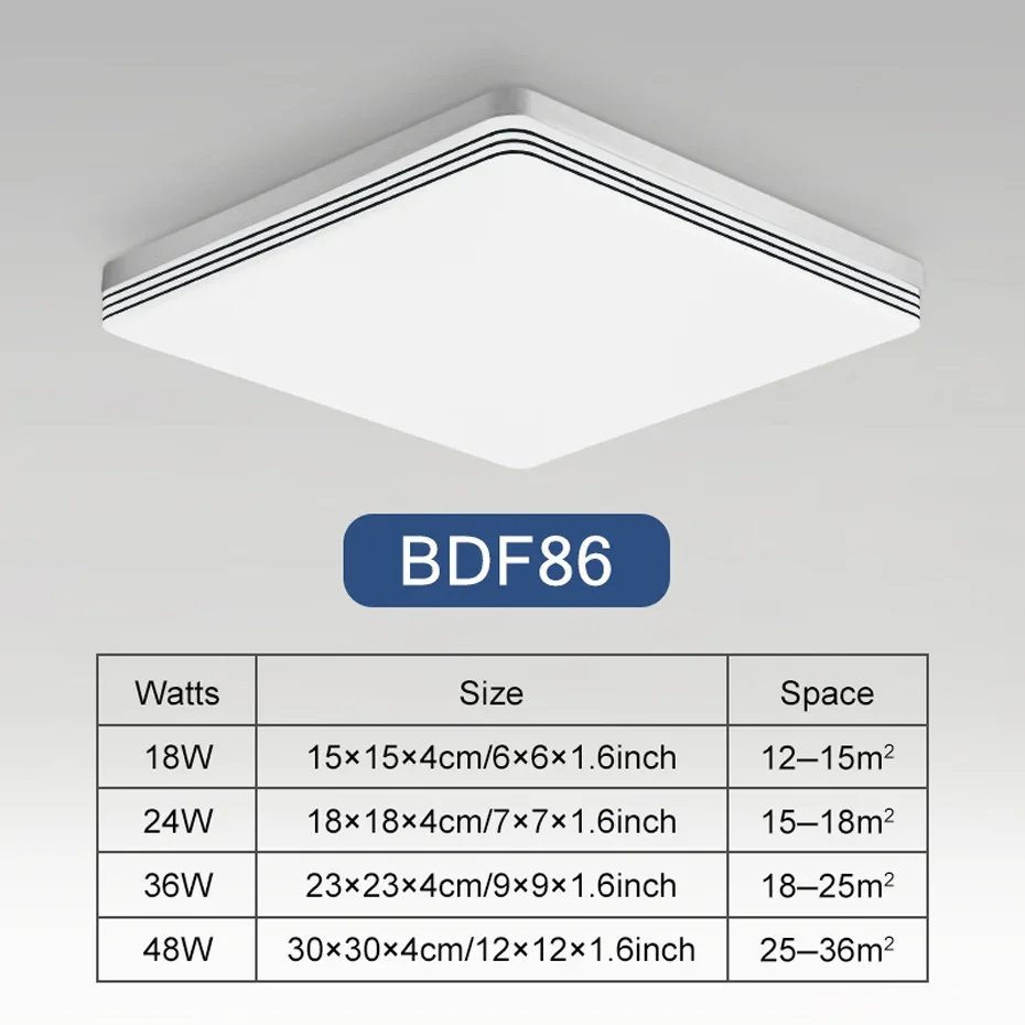 Imagem -06 - Lâmpada de Teto Quadrada Led para Quarto Branco Frio Branco Quente Iluminação da Sala de Estar Luz Neutra 48w 36w 24w 18w