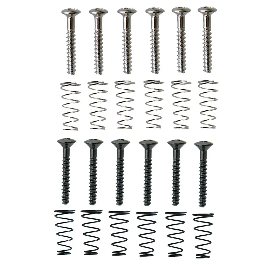 Tooyful 6 Pieces Iron SSS Single Coil Pickup Adjusting Height Screws with Springs Set for Electric Guitar Replacement Parts