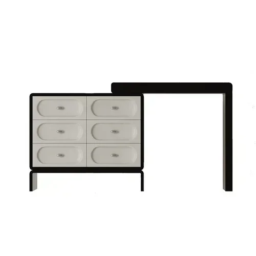 

Cream Style Dresser Chest of Drawers Integrated Bedroom Makeup Table Retractable Storage Cabinet Light Luxury Dresser