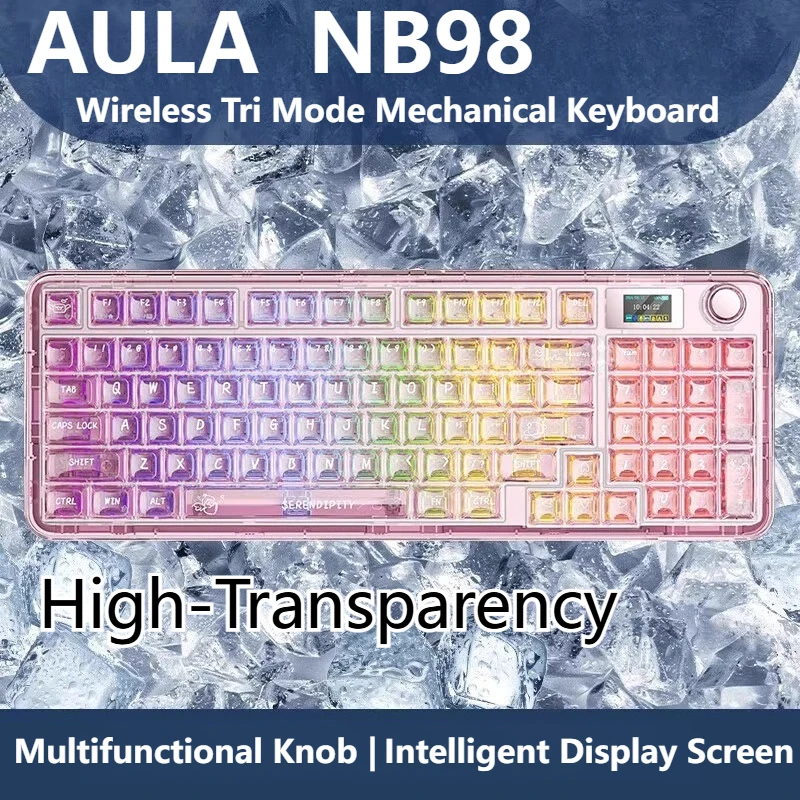 

AULA AULA Spider NB98 Беспроводная трехрежимная механическая клавиатура 2 4G Полностью прозрачная настраиваемая игровая киберспортивная клавиатура для ноутбука