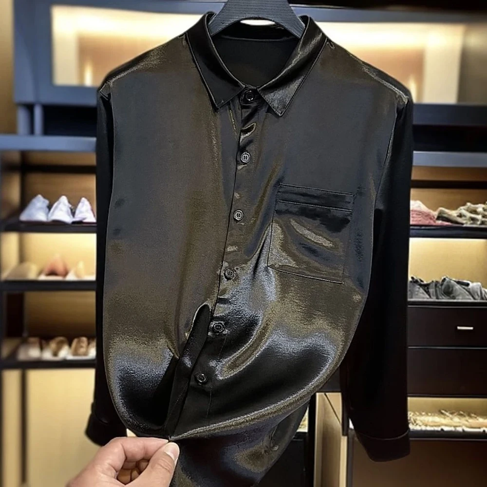 

2025 зимняя новая мужская однотонная рубашка с длинными рукавами в американском стиле ретро, модный уличный повседневный простой дышащий мужской топ