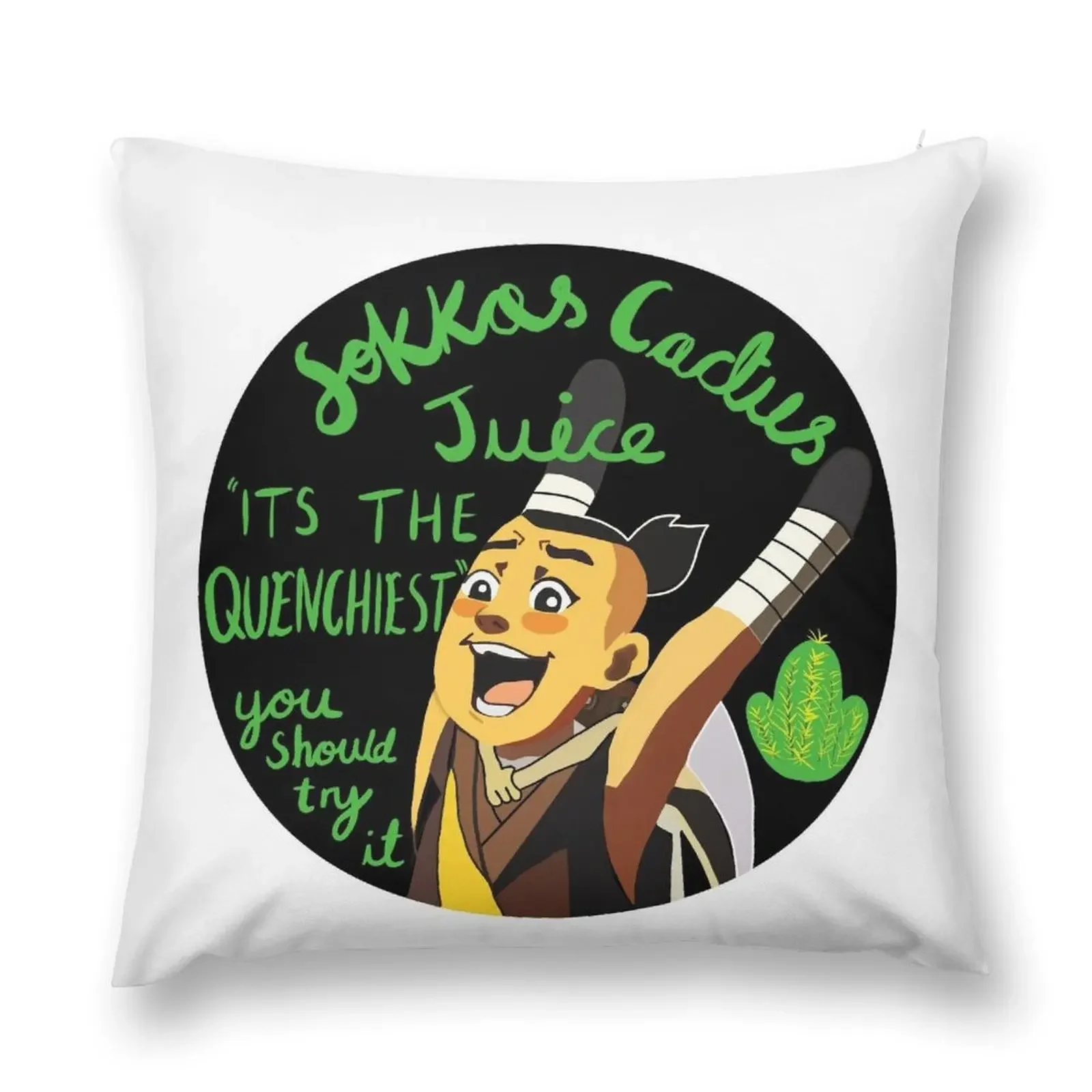 Its the Quenchiest- Sokka's Cactus Juice ATLA Throw Pillow Christmas Covers sleeping pillows christmas pillowcases pillow