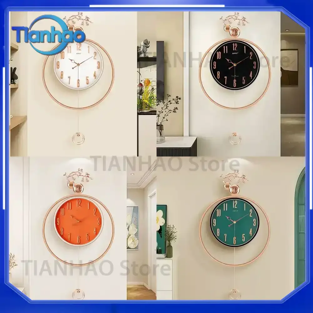 Silent Quartz Wall Clock for Modern Simple New Chinese Style Home Living Room Decoration Art Clock