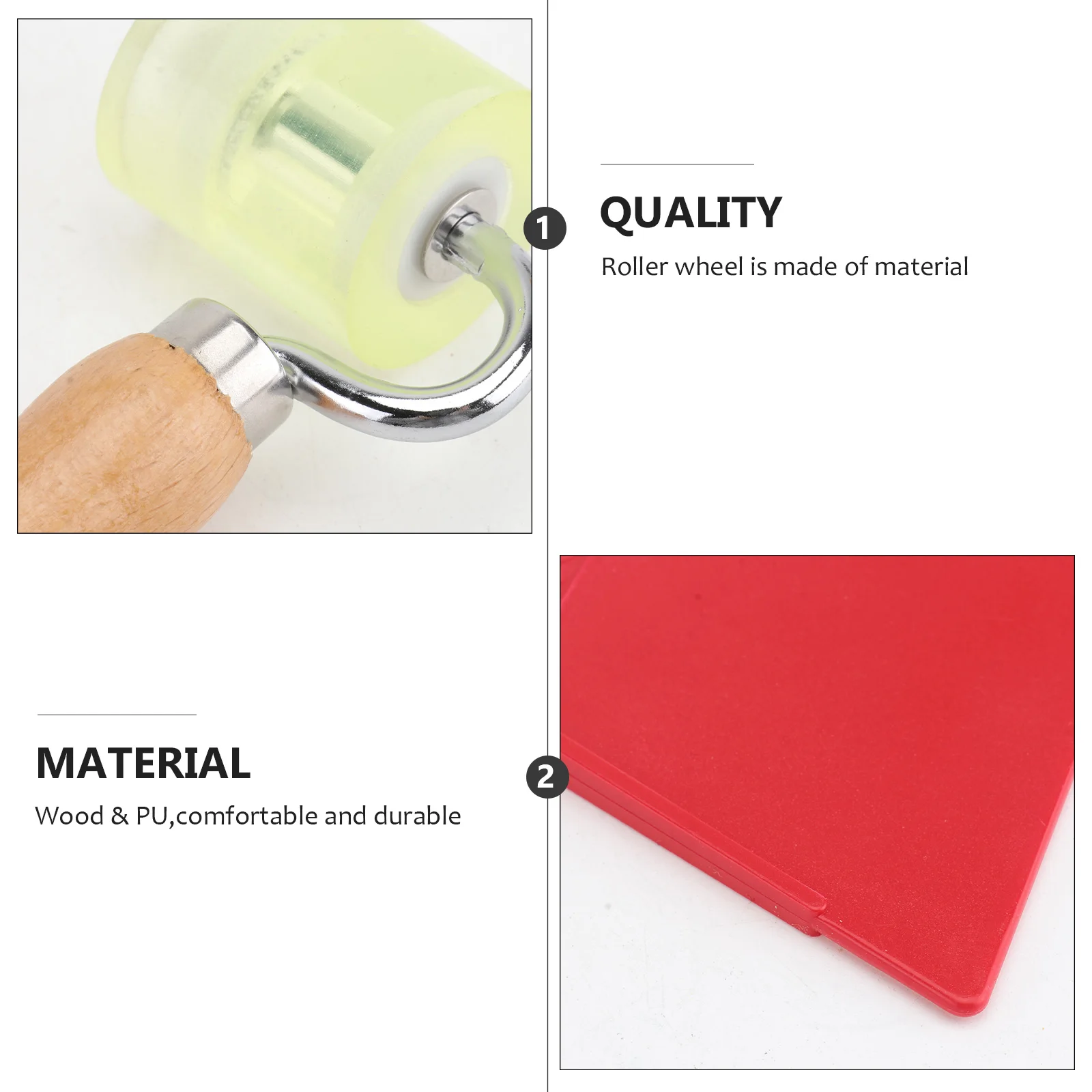 2Pcs Wallpaper Seam Flat Roller Wooden Pressure Wheel Suitable Ordinary Thickened Non-Woven Fabric Foil Wallpapers
