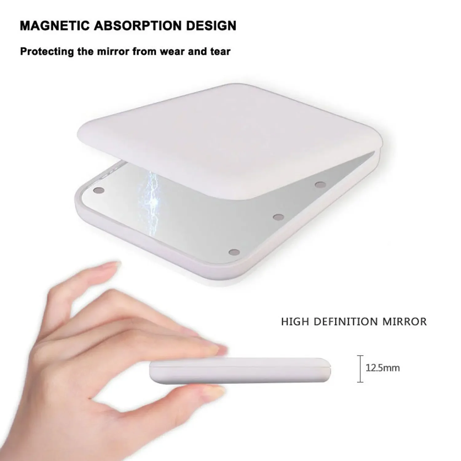 Mini LED Make-upspiegel Draagbare make-upspiegels met licht 1X 2X Vergrotende zakspiegel Opvouwbare cosmetische make-upspiegels