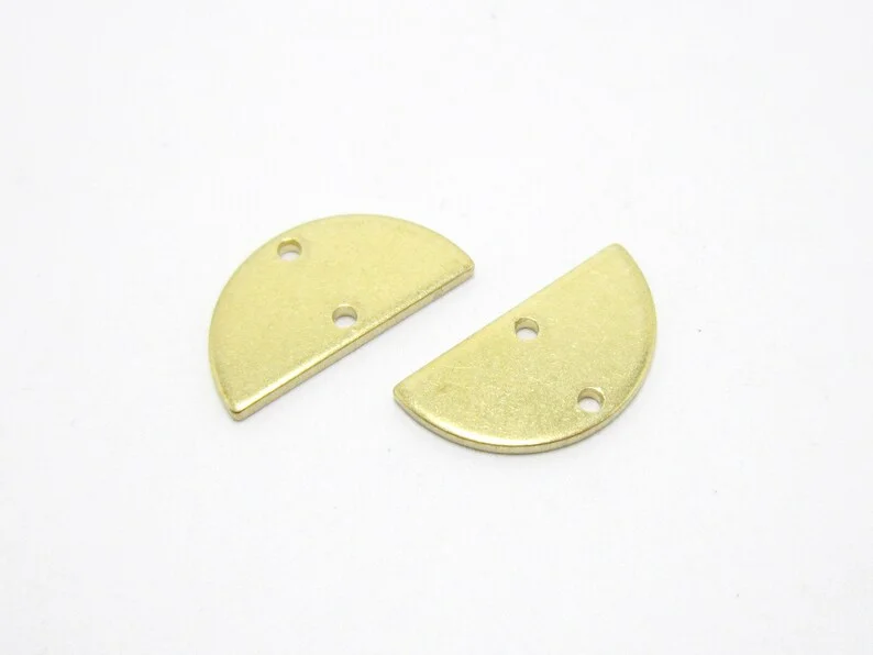 50pcs Half Round Connector, Semi Circle Charms, 15.3x8mm, Raw Brass Findings, Jewelry Supplies -R118