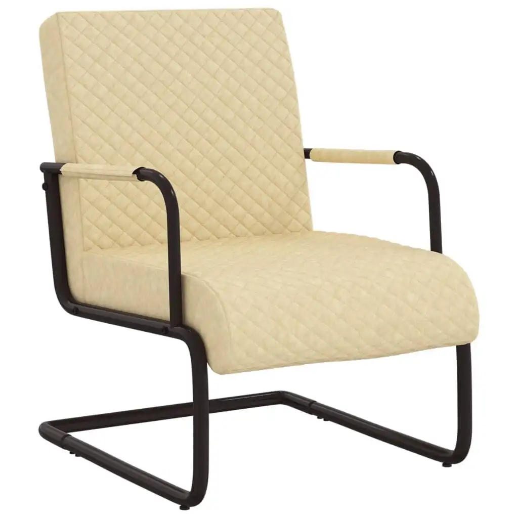 vidaXL Fauteuil d'appoint en similicuir crème et noir 64,5x77x88,5 cm, structure métallique, assise 60x52 cm, charge maximale 110 kg, assemblage requis, fauteuil lounge individuel