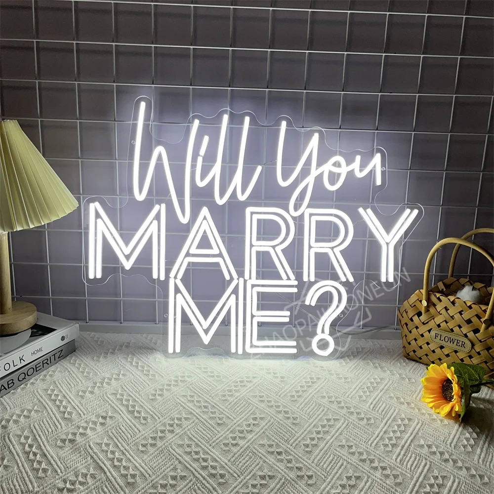 Will You Marry Me Neon Led Sign Wedding Supplies Wedding Party Decor Bedroom Decoration Room Neon Lights Wall Decor Marry Neon