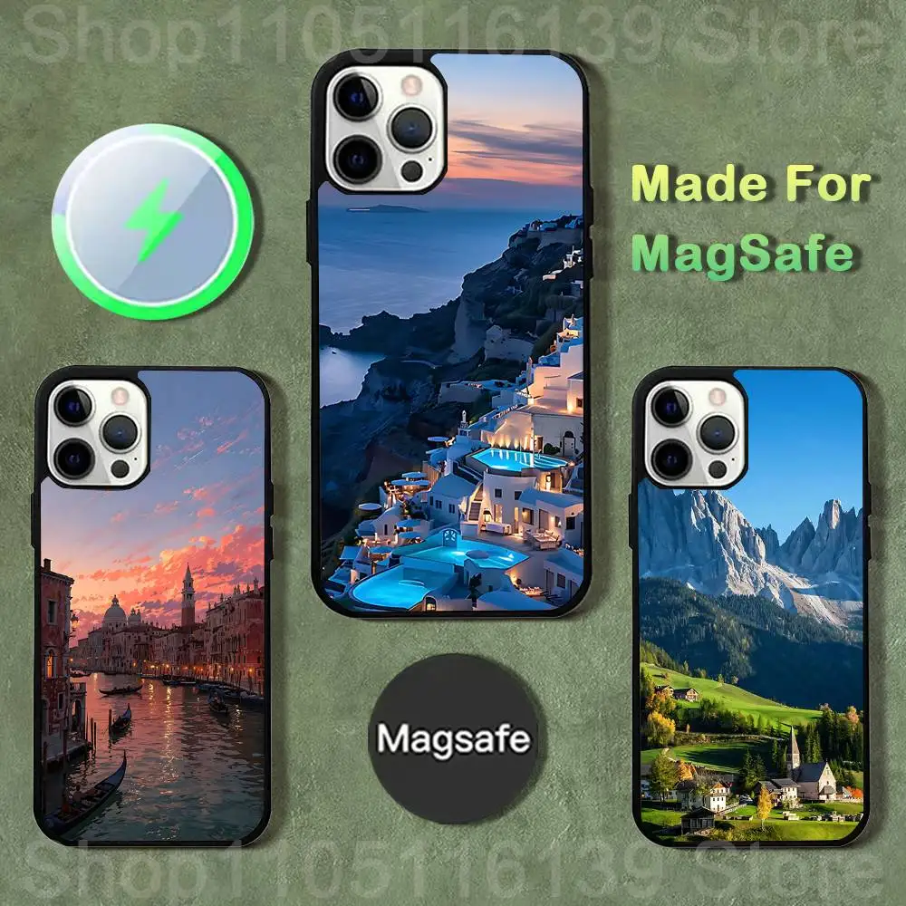 

Mountains landscape Travel Phone Case For iPhone 17,16,15,14,13,12,11,Pro,Max,Plus,Mini,SE4,E Magnetic Magsafe Wireless Charging