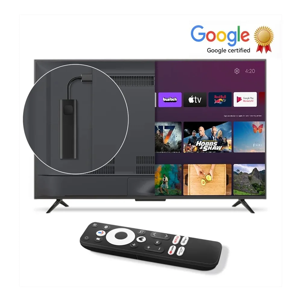 صندوق تلفزيون Dcolor GD1 Google TV 4K Stick الجديد تمامًا ATV Google معتمد من Netflix ترخيص Chromecast مدمج في مساعد Google 4k HDR