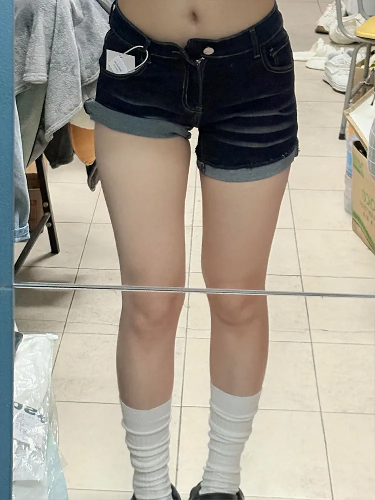 

Джинсовые шорты Deep Blue с высокой талией, женские, летние, новые, больших размеров, эластичные, облегающие, А-силуэт, для фигуры «груша», повседневные, стильные