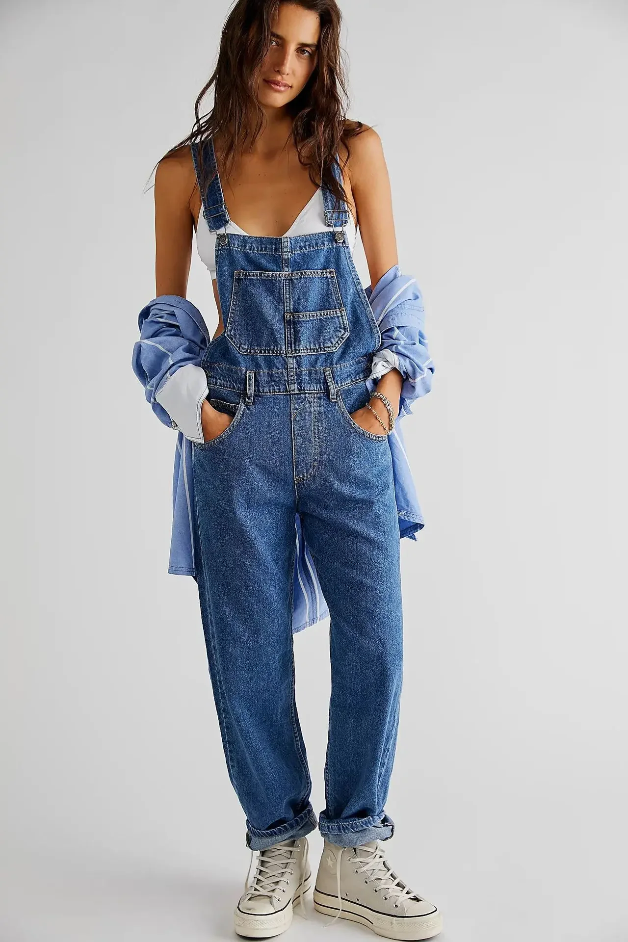 2025 Casual Loose Denim Overalls Women Europe America
