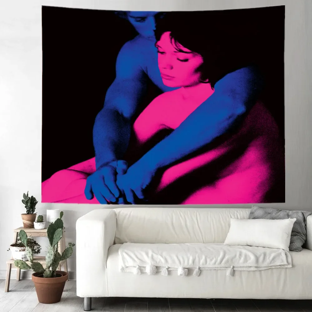 Póster de TV Girl Who Really Cares, decoración de pared, tapiz Hippie, pareja amante, Meme, tapiz, pinturas estéticas para decoración de dormitorio