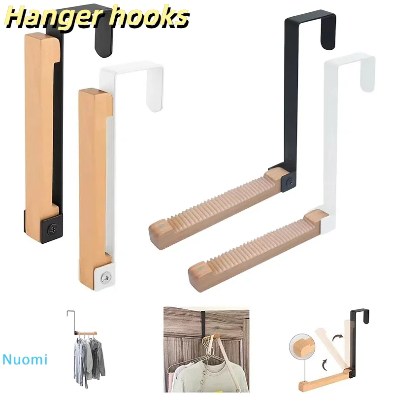 

Wall-mounted Door Rear Hanger Punch-free Wood Metal Folding Hook Clothes Scarves Hanger Hat Storage Hanging Hook Storage Hook