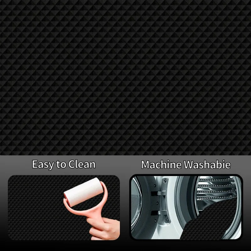 1pc Car Trunk Mat Polyester Fiber Fabric Universal Black Rhombus Pattern Anti-Slip Waterproof Auto Rear Cargo Liner Protector view 4