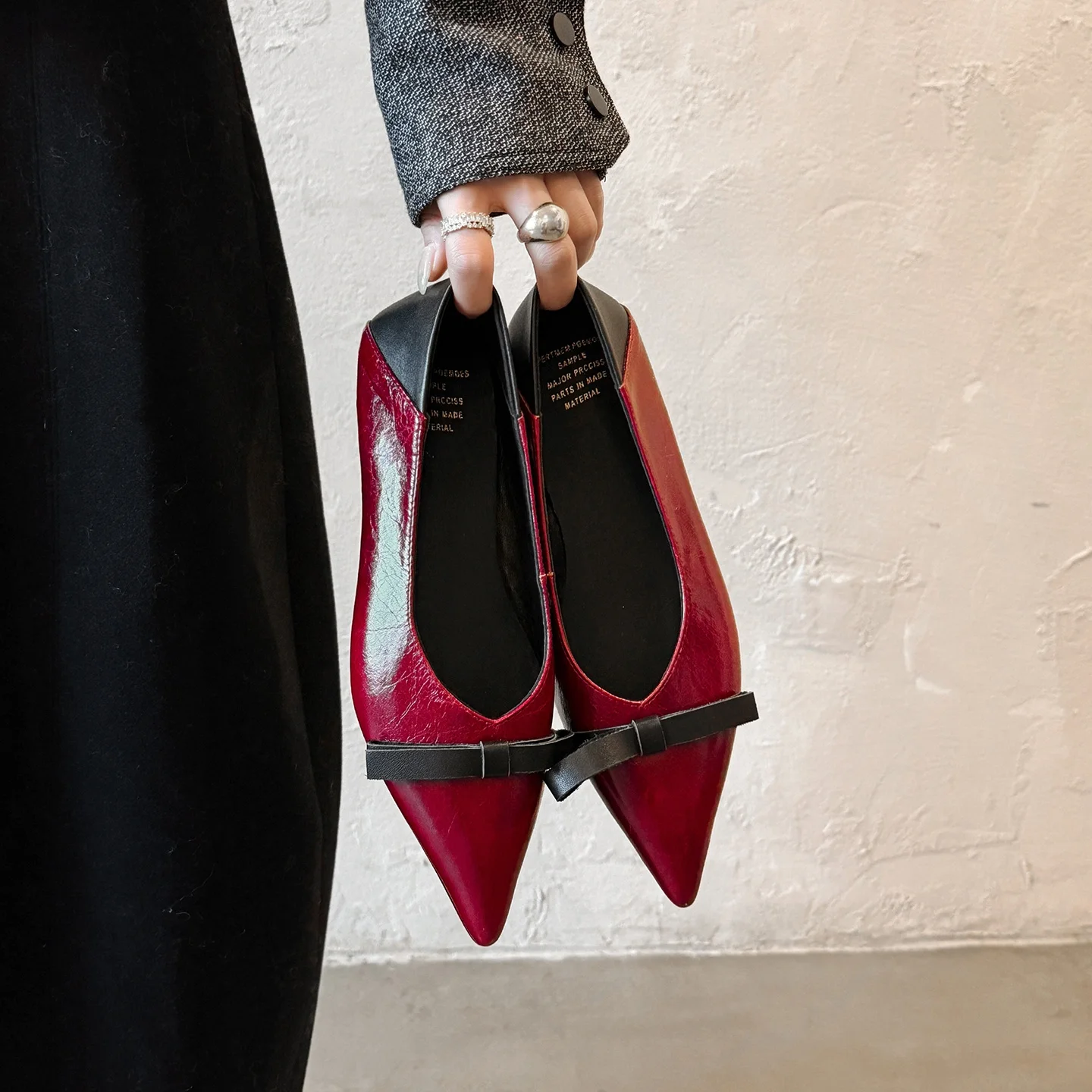 

Fashion Women Elegant Pumps Shoes Sexy Flats Genuine Leather Pointed Toe Shallow Cut Low Heels Office Party Dress Size 34-40