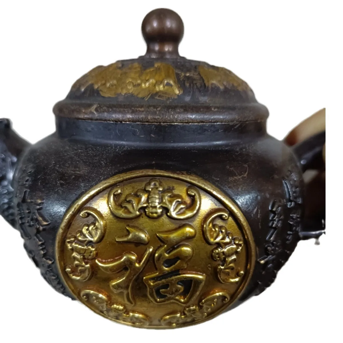 

Pure copper flowing gold Wufutu teapot wine pot pulp old-fashioned home tea ceremony craft gilded brass gilded collection