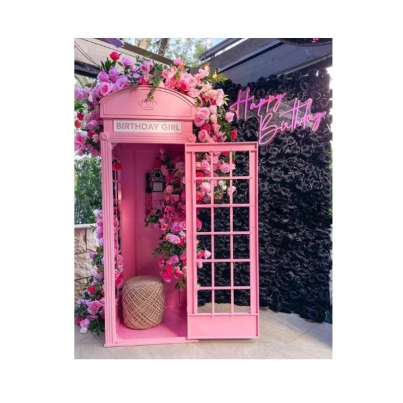 كشك هاتف لندن الأبيض مع كشك هاتف الزفاف الصوتي لتزيين حفلات الزفاف