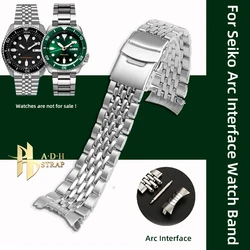 Solid Fine Steel Watch Chain For Seiko SKX007 SKX009 SKX173 Watch Band Metal Wristband Arc interface 22mm Men Waterproof