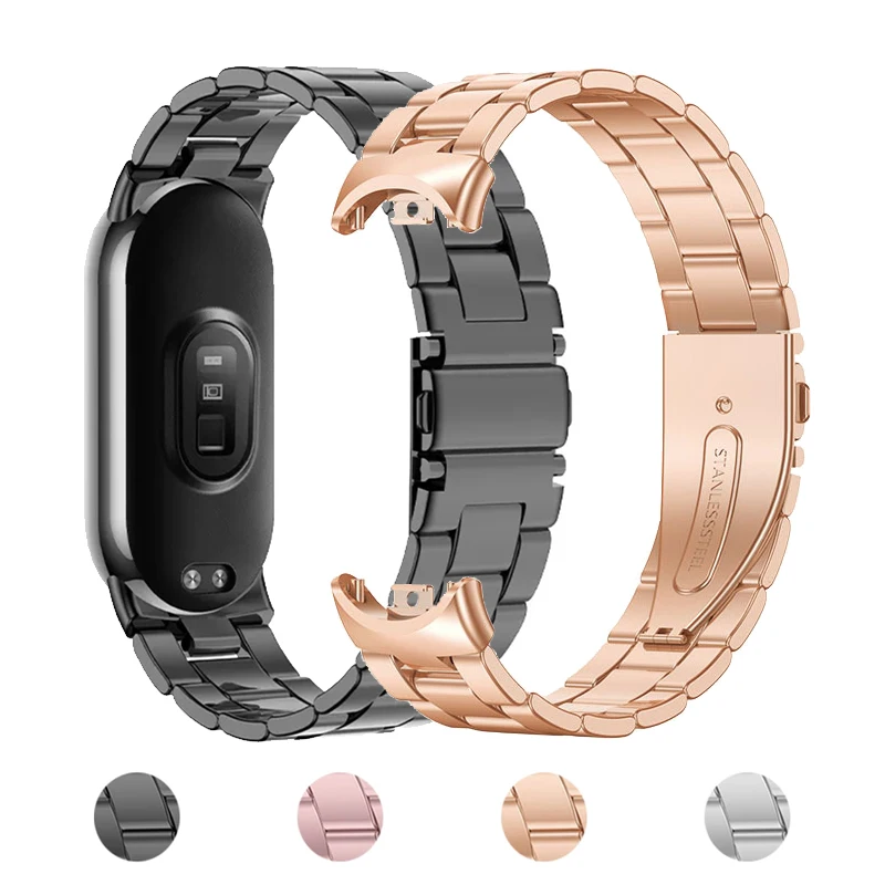 

Металлический ремешок для часов Xiaomi Band 10 9 8, мужской и женский браслет из нержавеющей стали для Xiaomi Miband 10 9 8, NFC, складной браслет с застежкой