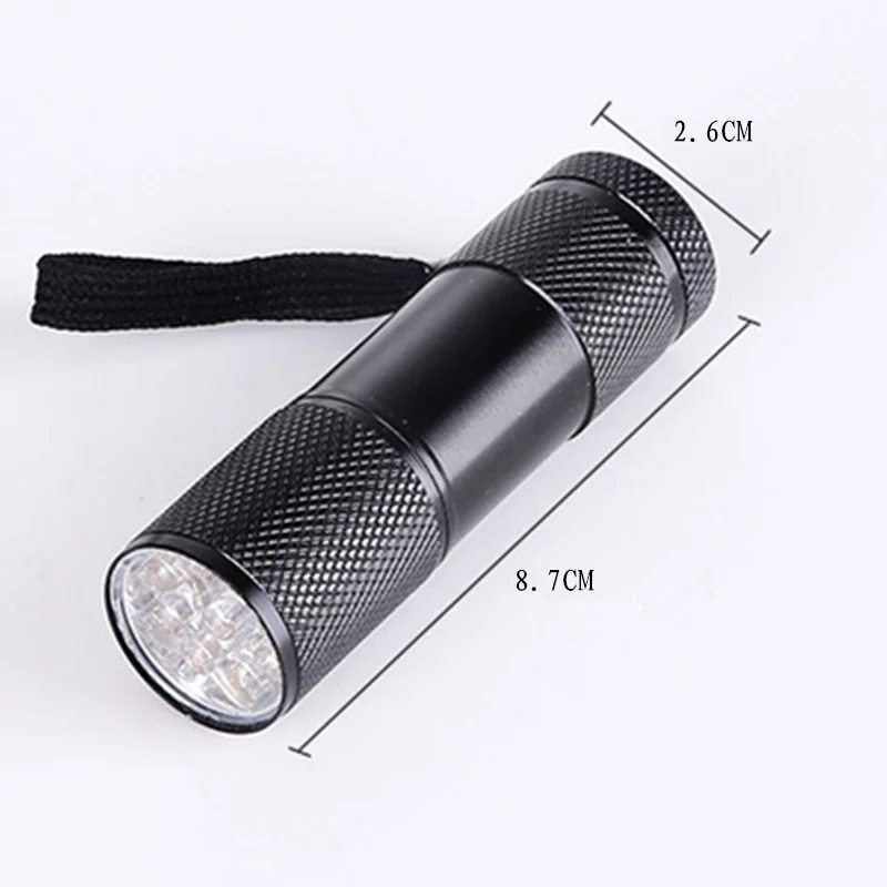 Mini UV 9 16 Flashlight LED Torch 395nm Blacklight Zoom Wavelength Violet Light UV LED Long Use Torcia Linterna Aluminum Lamp