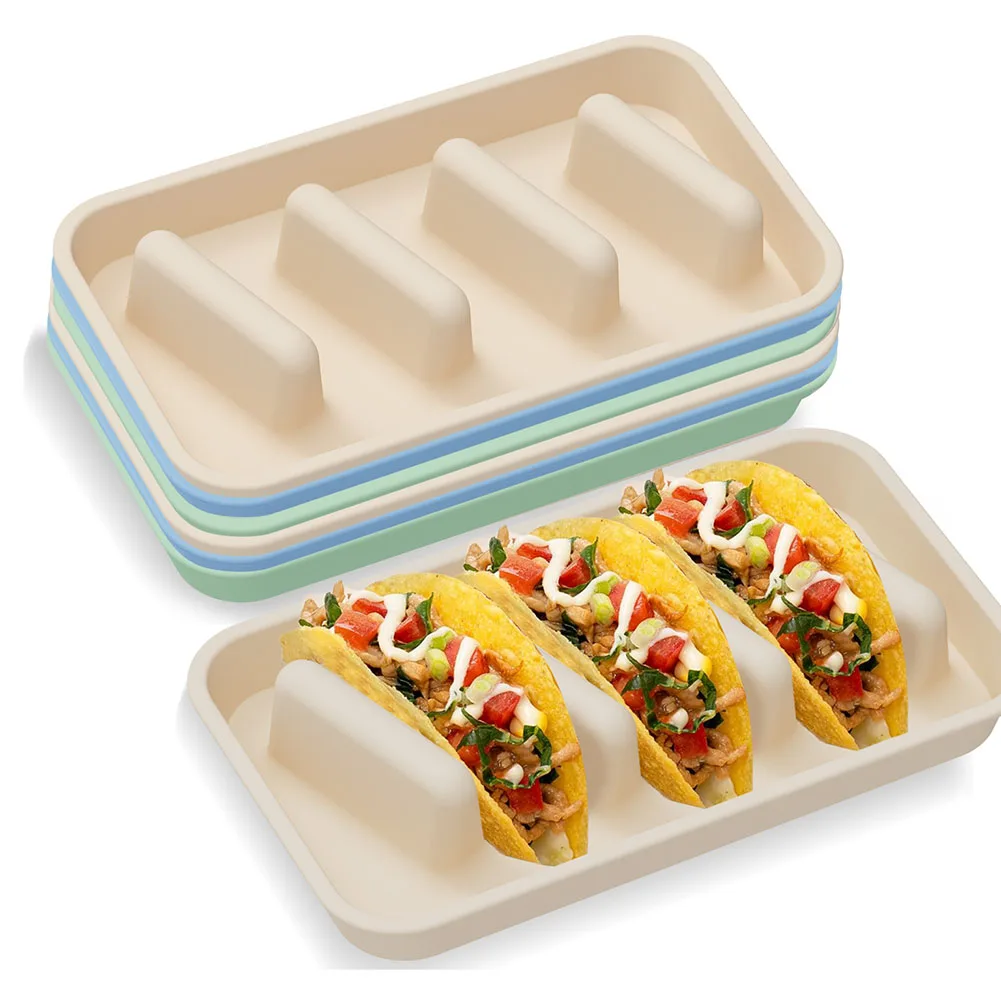 Soporte de silicona para tacos con 3 compartimentos, bandeja reutilizable para tortillas, para tacos y burritos, apto para lavavajillas, herramienta de cocina, 1 ud.