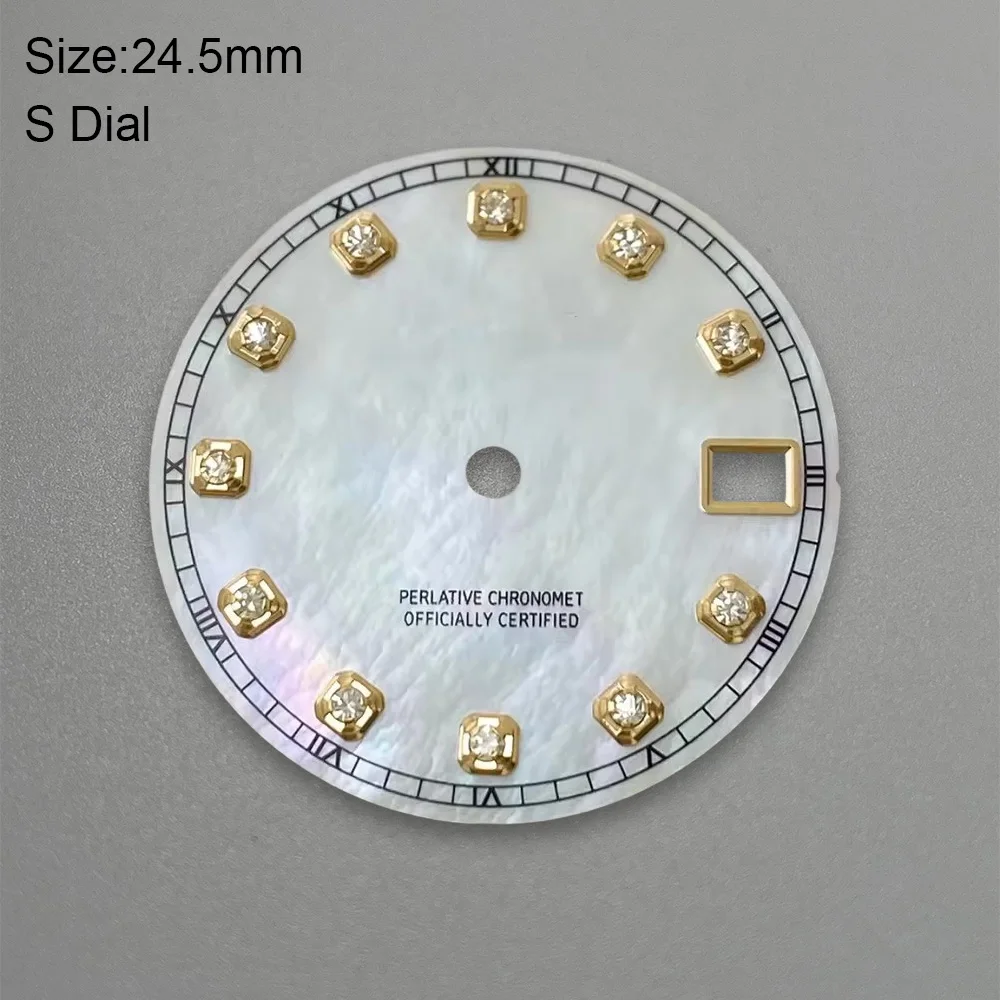 24.5mm S Logo Diamond Shell Dial Fit NH05 Japan Movement High Quality Watch Modification Accessories
