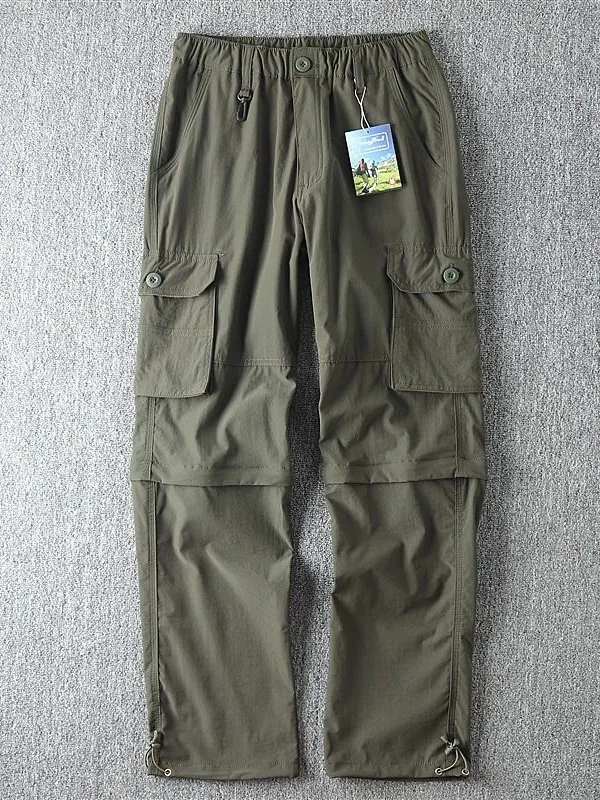 Detachable into Shorts Casual Straight Leg Men's Multi-Pocket Workwear Lightweight Spring Summer Outdoor Hiking Trousers