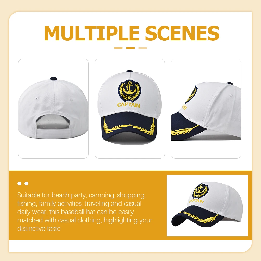 

2 Pcs Navy Captain Hats Adjustable Breathable Baseball Caps for Men Women Sailor Marine Accessories Outdoor Sun Hat