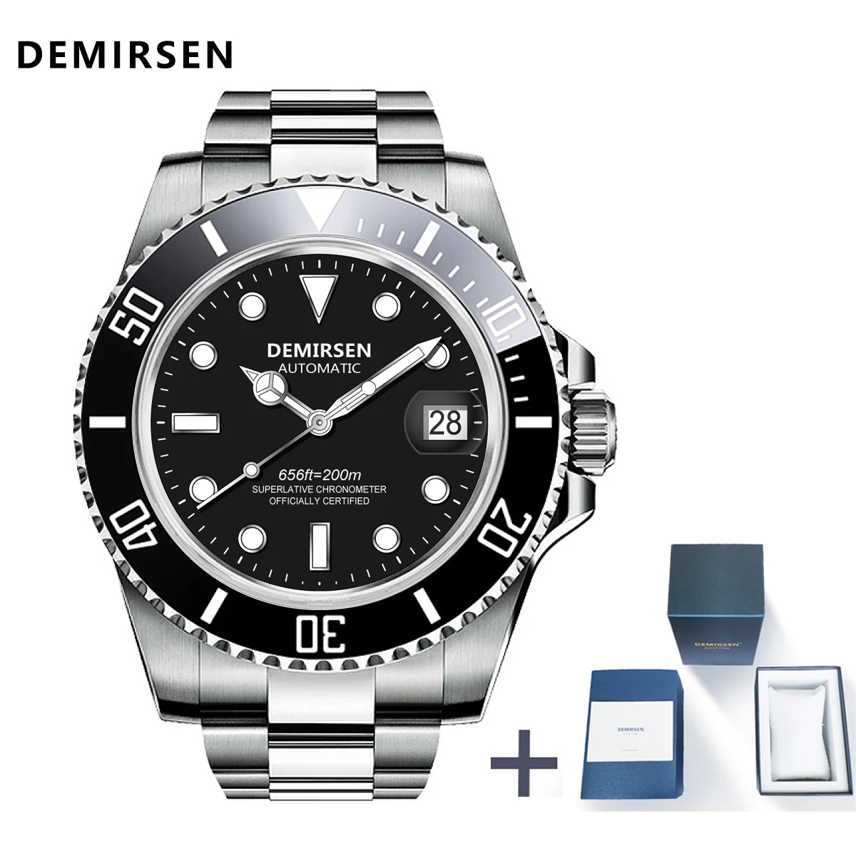 Demirsen Drop Verschiffen Luxus Sapphire Glas Automatische Armbanduhr Wasserdicht 200M Mechanische Uhren Top Marke Uhr für Männer