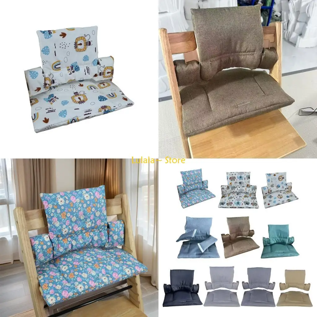 Y4QA Machine Washable Infant Dining Chair Pad Soft Cotton Blend Cushion Comfortable