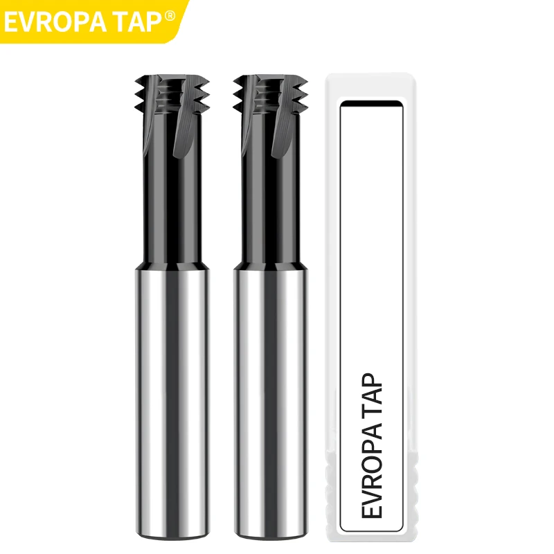 EVROPA Single-Unit CNC Thread Mill Cutter: Solid Carbide, 3-Teeth Design, Covers M1 through M24 Thread Sizes
