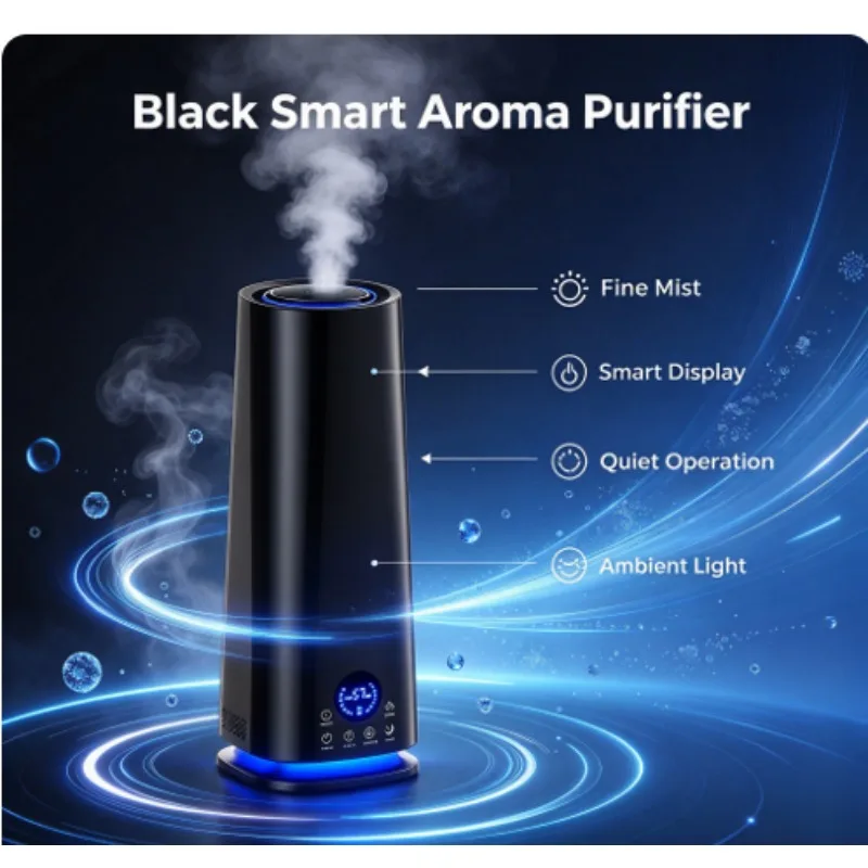 5.5L Smart Desktop Air Humidifier, Large Capacity Silent Cool Mist Maker, Household Ultrasonic Aromatherapy Diffuser for Bedroom
