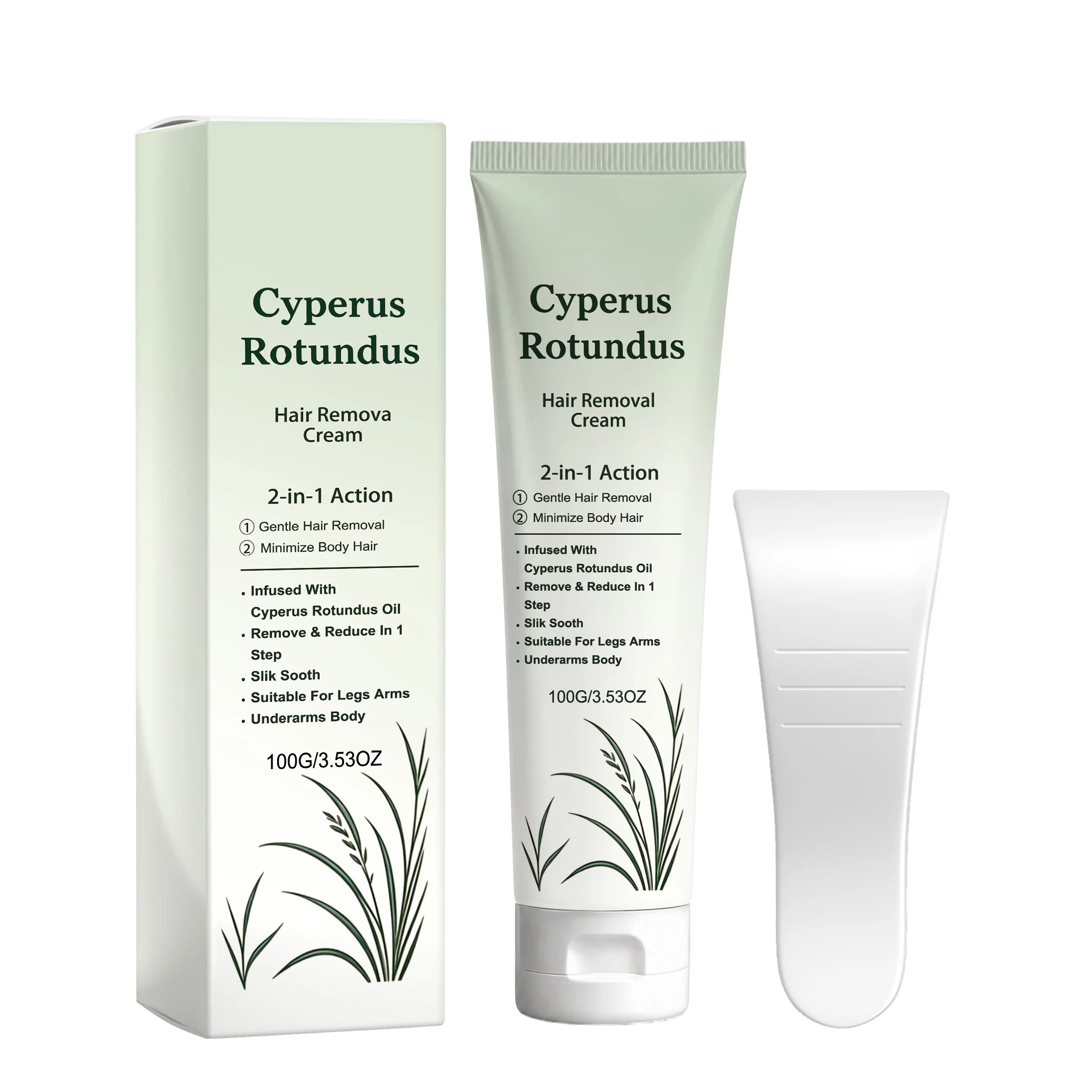Cyperus Rotundus Hair Removal Cream Gentle Depilatory Smooth Skin for Legs Arms Underarms Non Irritating Hair Growth Inhibitor