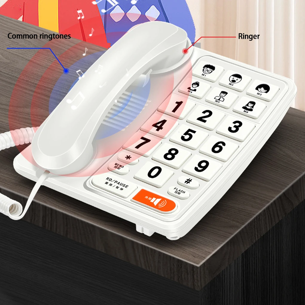 Входящий стационарный телефон большого объема с функцией повторного набора для пожилых людей и пожилых людей. Фиксированный домашний и офисный телефон. Громкий звук.