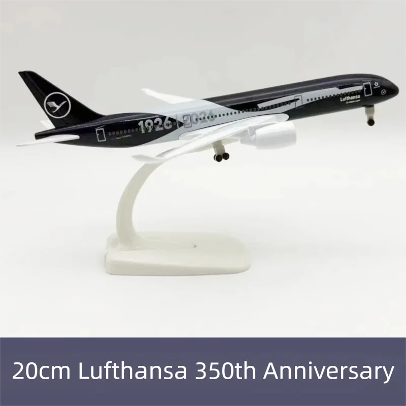 20cm Model Airplanes Lufthansa A350 Anniversary Metal Scale Aircraft Miniature Airplane With Stand For Adults Souvenir Ornament
