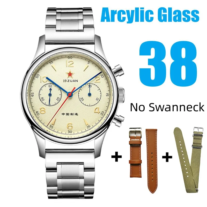 SEAKOSS 1963 Chronograph 40mm 38mm Sapphire Original Seagull ST1901 Movement With Gooseneck Pilot Men's Mechanical Watch image 3