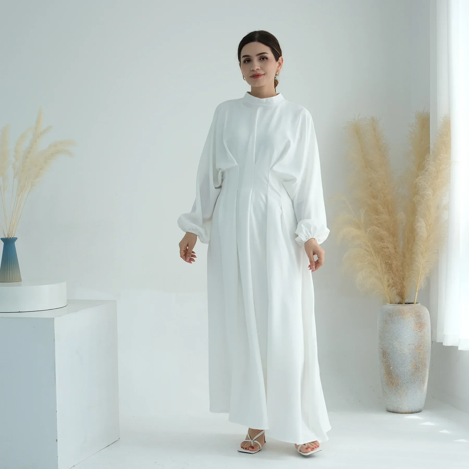 Elegant Muslim Dress Ramadan Pleated Abaya for Women Slim Waist Long Dress Islamic Clothing Muslim Eid Party Dresses Hijab Robe
