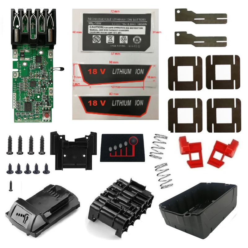 Li-ion Battery Plastic Case PCB Charging Protection Circuit Board 3Ah 6Ah Sticker For Milwaukee For M18 18V Shell Box Housing