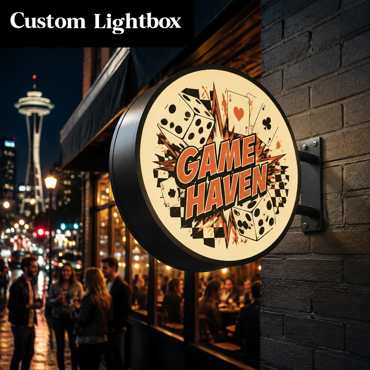 Custom round LED Light Box Double-Sided Outdoor Business Sign with Personalized Logo Illuminated Storefront for Shops