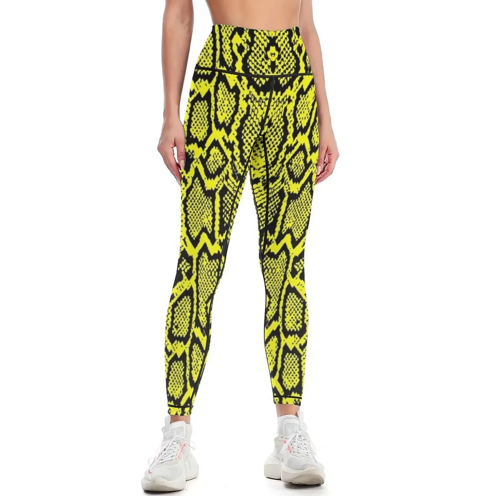 Yellow Snake Skin Leggings Tight fitting woman sport pants legging pants raises butt gym pants Womens Leggings