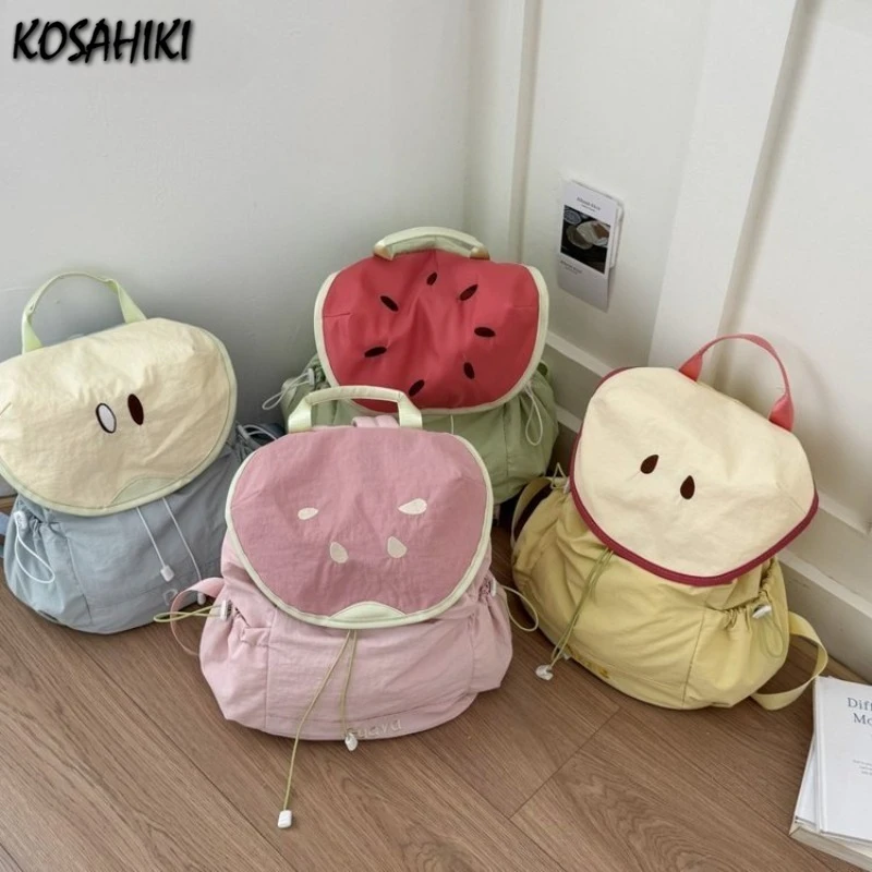 

Японские школьные сумки с вышивкой букв Y2k, эстетические студенческие повседневные дорожные рюкзаки контрастного цвета, милые сумки Kawaii для женщин