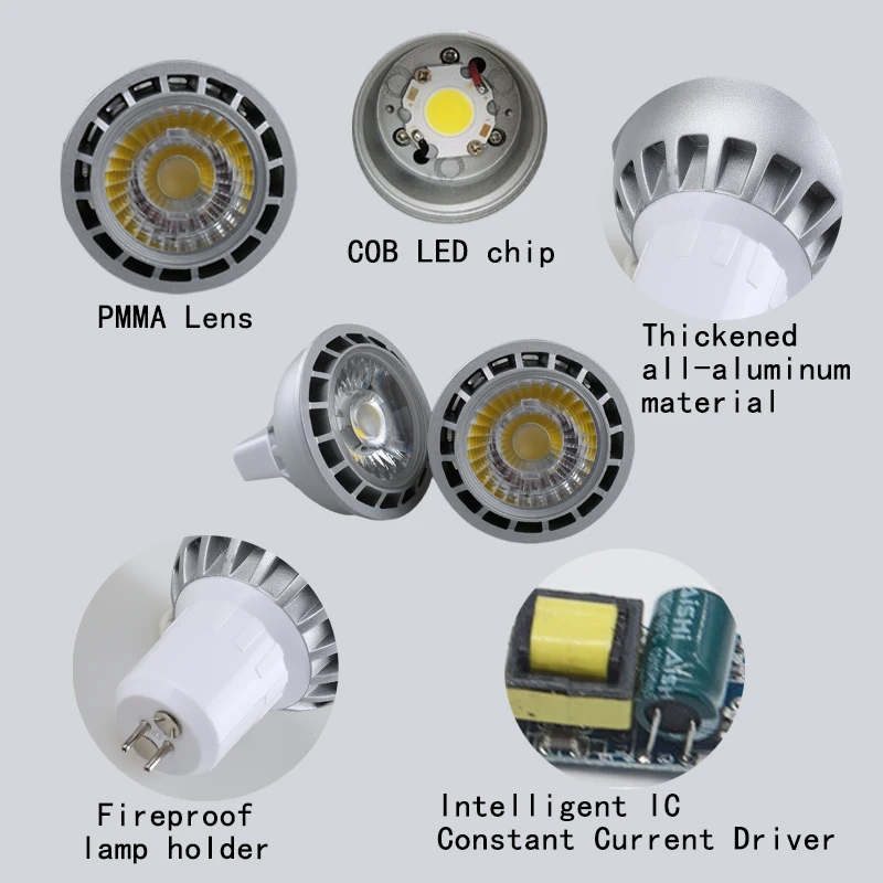 5W LED COB Spotlight Dimmable GU10 MR16 E27 E14 E12 110V 220V 12V 24V 36 Degree Beam Angle Red Blue Green Purple Yellow Lamps