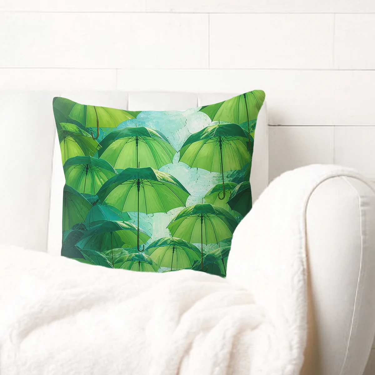 Watercolor Forest Pattern Polyester Pillow Cover - Nature-inspired Cushion Case for Home Sofa Bedroom Decor, No Insert Included