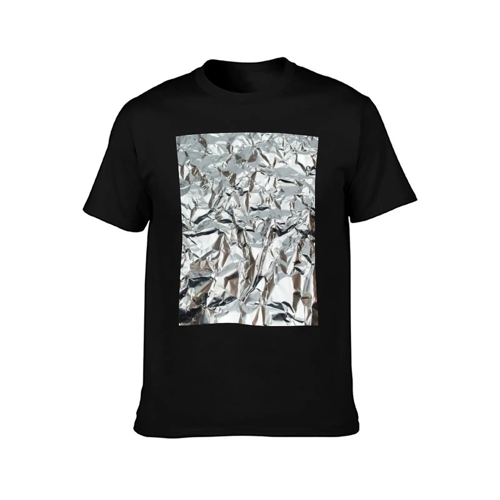 Wrinkled Aluminum Foil T-Shirt Casual Light Summer Short Sleeve Top T-Shirt