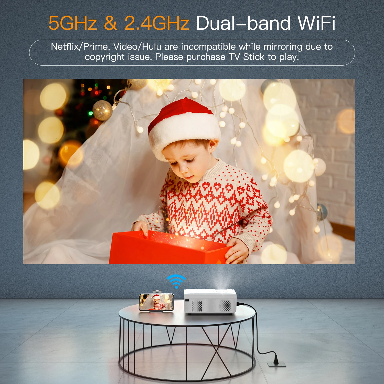 5G/2.4G WiFi Bluetooth Projector, Native 1080P Full Hd Projector With 100