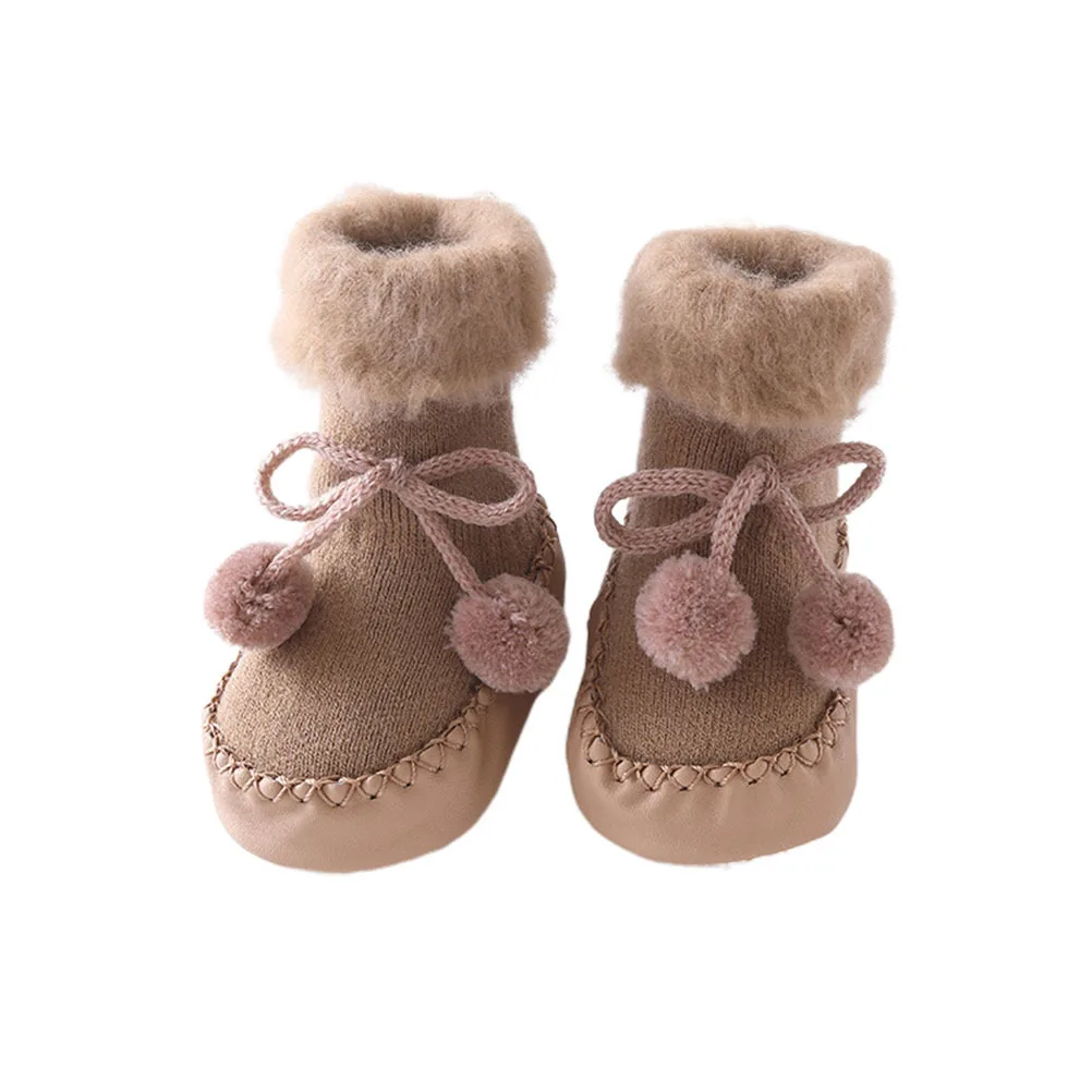 Kaos Kaki Bayi Ukuran XS Warna Kopi 0-6 Bulan Anti Selip Kaos Kaki Balita Hangat Katun Kaos Kaki Bayi Anti Slip Bernapas Musim Dingin Prewalker