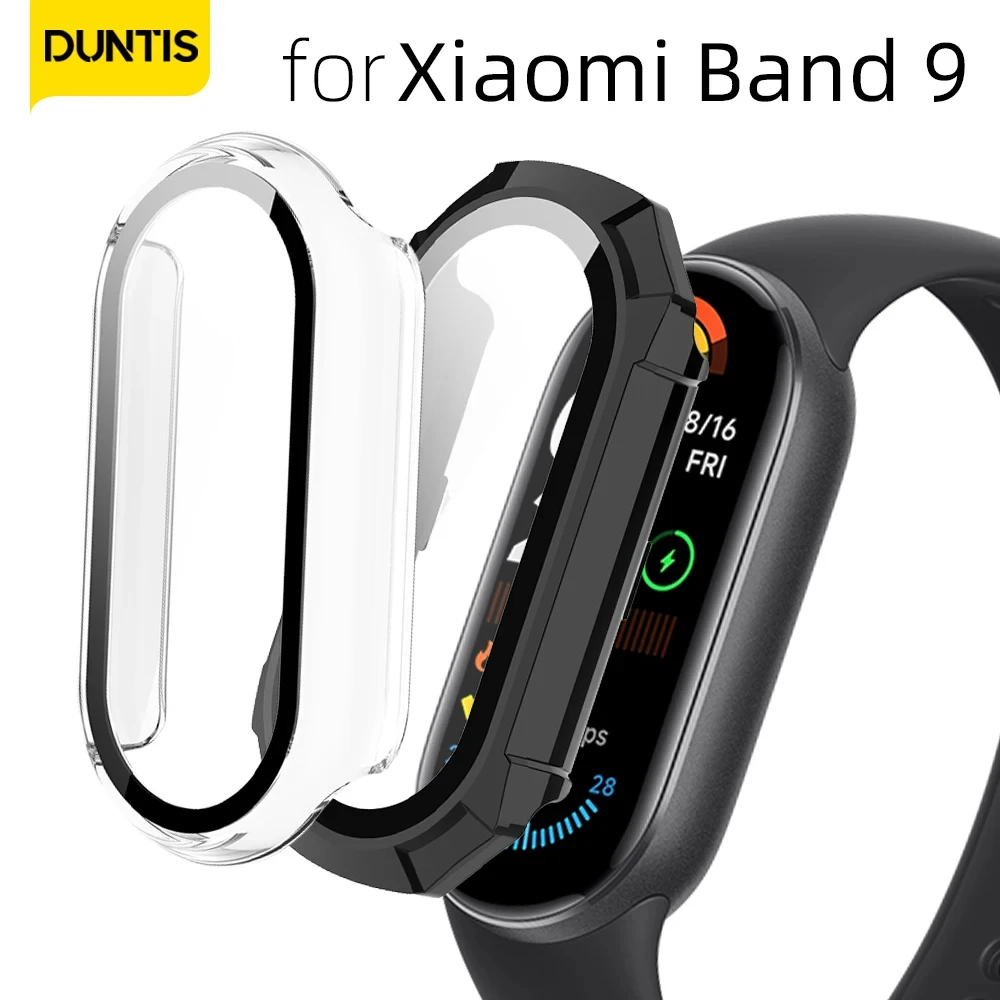 Case+Glass for Xiaomi Mi Band 9 PC All-around Bumper Anti-scratch Protective Cover + Screen Protector for Mi Band 9 Accessories