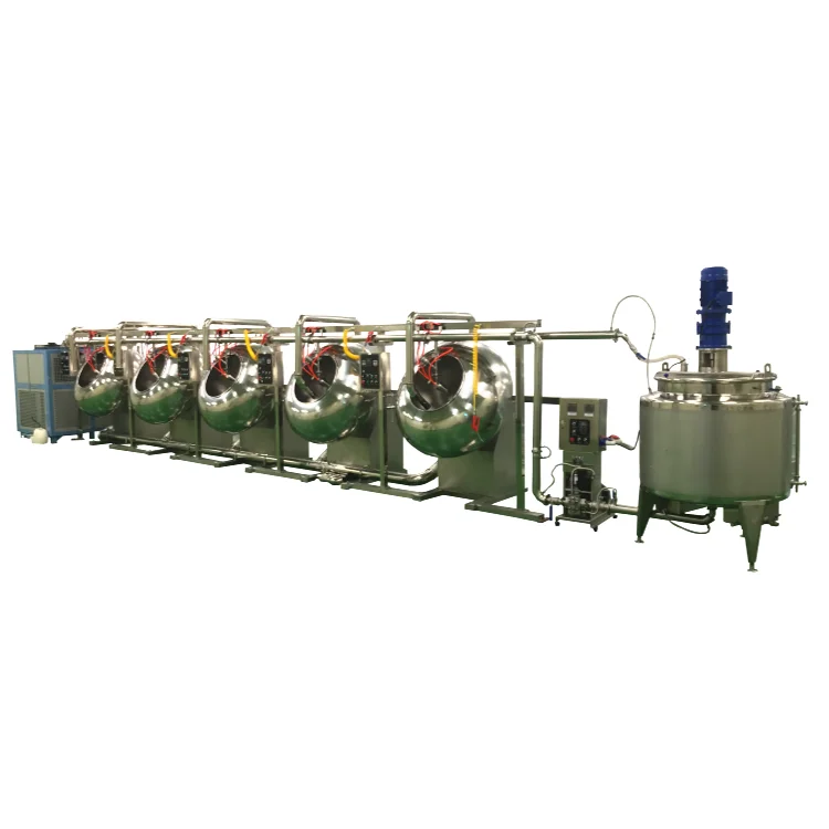 chocolate enrobing  nuts almonds Caramel syrup coating machine equipment